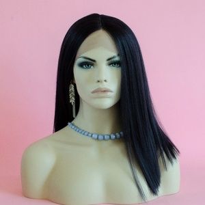 14" Black w/ Purple Tint Blunt Bob Lace Front Wig